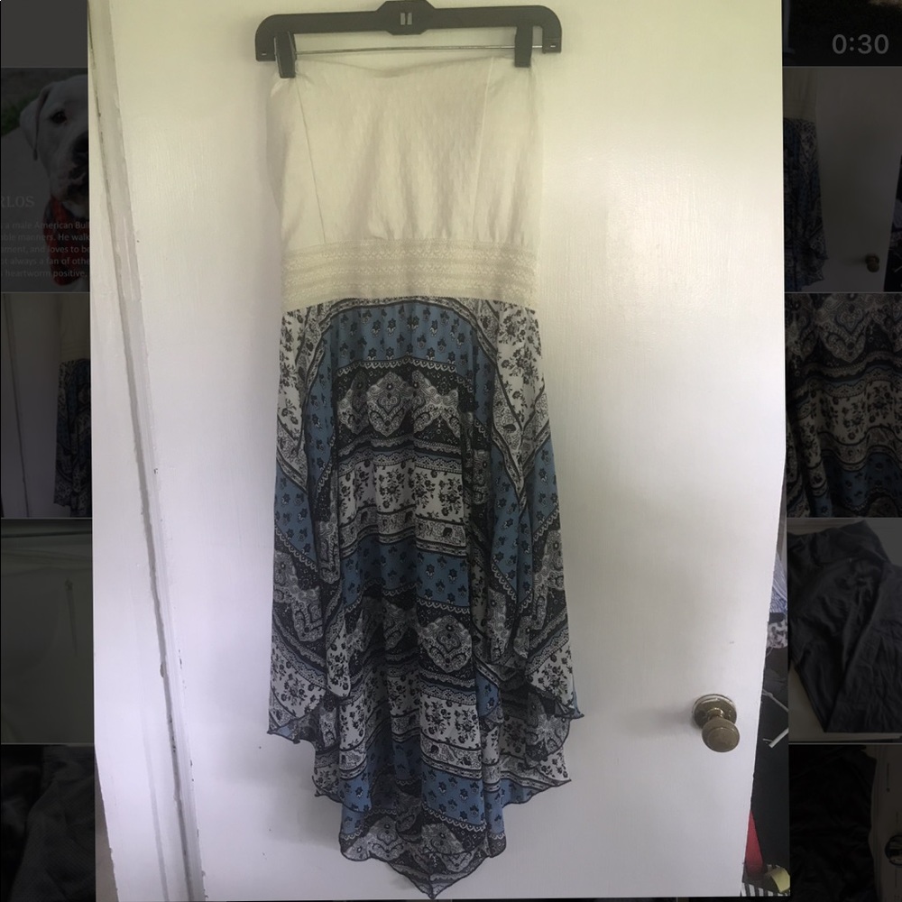 Blue and white dress